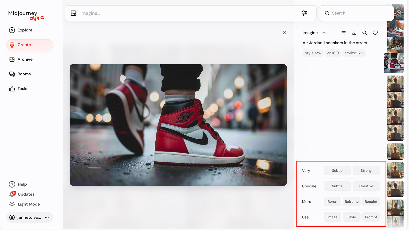 Midjourneyn verkkosivut edistyvät
